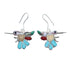 Multicolor Genuine Sterling Silver Zuni Hummingbird Hook Dangle Earrings AX127602